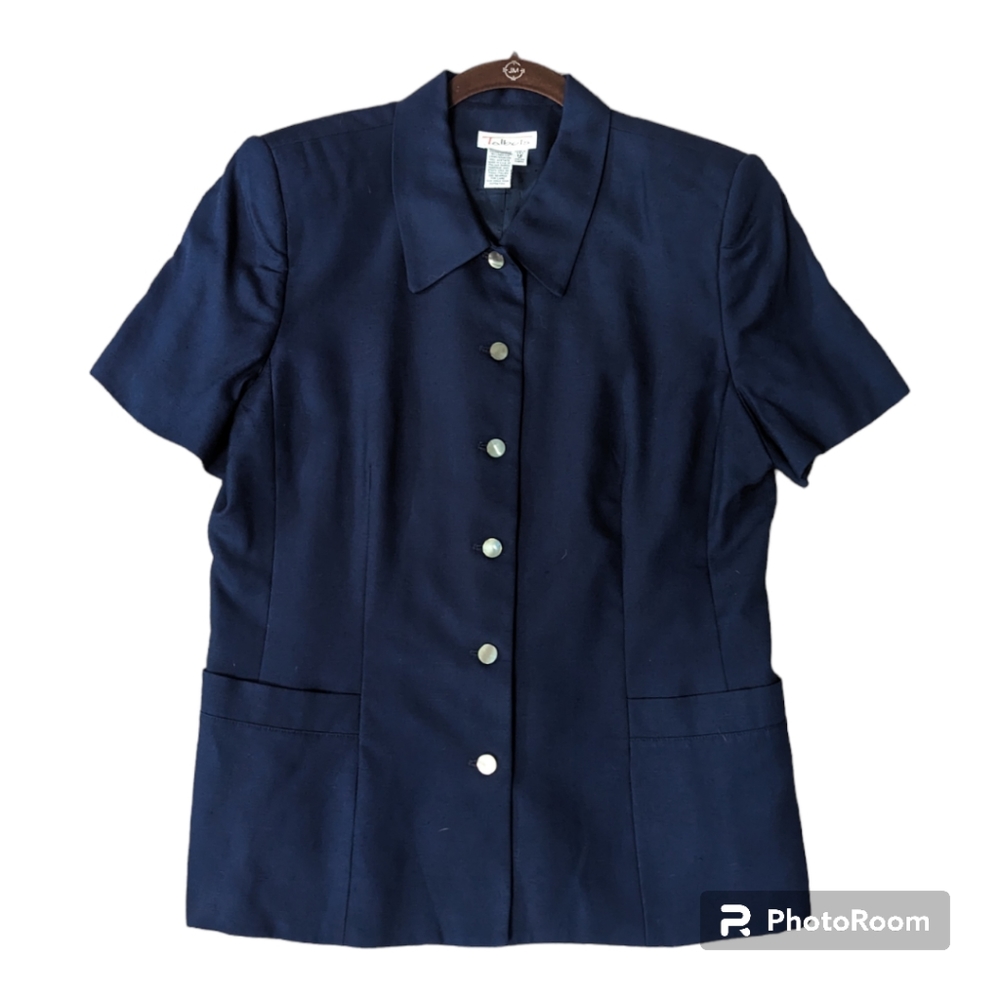 Vintage 90's Talbot's Navy Blue Lined Short Sleeve Blazer. Women's 12